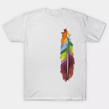 Женская футболка с узором из перьев, принт Харадзюку, кавайная футболка, летняя футболка с коротким рукавом, женская футболка, топ S