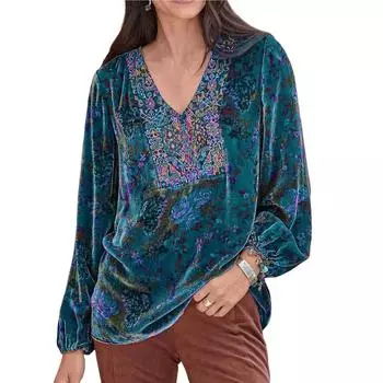 Женская футболка с v-образным вырезом, элегантная популярная футболка с цветочным принтом в стиле ретро, блузка, женская одежда L серый