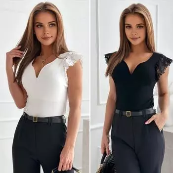 Женская футболка с v-образным вырезом и вышивкой, кружевные топы с короткими рукавами, однотонные облегающие пуловеры, топы, уличная одежда S белый