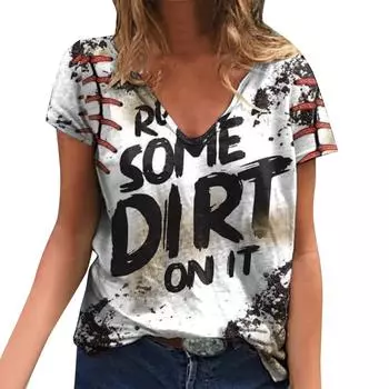 Женская футболка с V-образным вырезом, напечатанная на 3D-принте, повседневный топ S