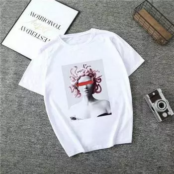 Женская футболка с забавным принтом змеи и Медузы для девочек Ulzzang Harajuku футболка для девочек 90-х годов футболка с рисунком Летняя