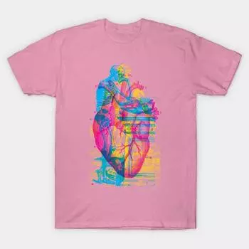 Женская футболка Сердце Скелет Принт Харадзюку Кавайная футболка Летняя с коротким рукавом Женская футболка Топ S розовый