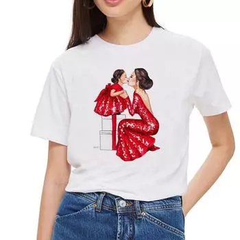 Женская футболка SexeMara Mommy s Love, футболка для мамы и дочки, женская футболка Super Mama 3XL белый