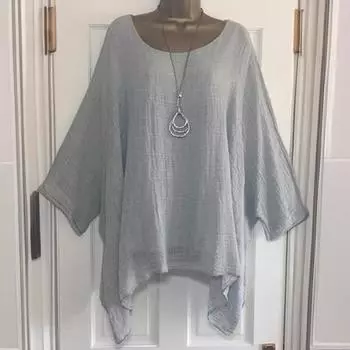 Женская футболка со средним рукавом, однотонная, повседневная, свободная, с рукавами «летучая мышь», рубашка с круглым вырезом, женский сексуальный топ больших размеров S красный