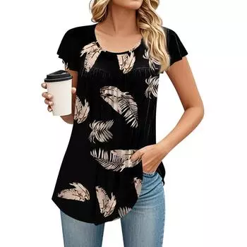 Женская футболка средней длины с круглым вырезом и коротким рукавом, свободная повседневная футболка с коротким рукавом, топ L чёрный