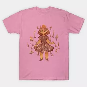 Женская футболка Свеча Женщина Принт Харадзюку Кавайная футболка Летняя с коротким рукавом Женская футболка Топ S розовый