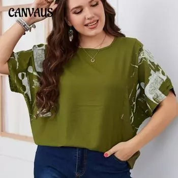 Женская футболка, свободная рубашка больших размеров с короткими рукавами, летние топы с короткими рукавами 1XL чёрный