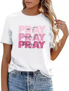 Женская футболка свободного кроя из белого хлопка с неброским принтом S