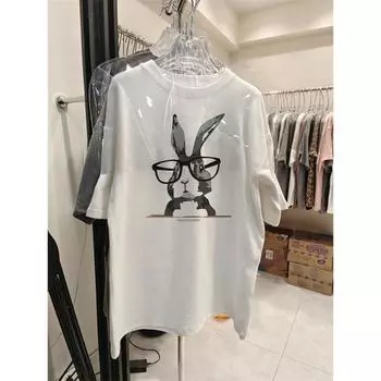 Женская футболка свободного кроя из чистого хлопка в корейском стиле с короткими рукавами 2023 года — шикарный и универсальный летний модный топ Medium белый