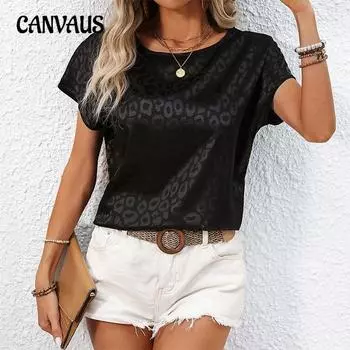 Женская футболка свободного кроя с короткими рукавами из сатинового жаккарда в стиле «темперамент для поездок на работу», топ-пуловер S чёрный