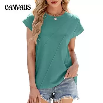 Женская футболка свободного кроя с короткими рукавами, весна-лето, новый однотонный топ с круглым вырезом S чёрный