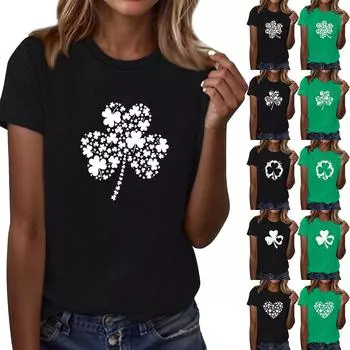 Женская футболка свободного покроя, повседневная, St.. Пуловер с круглым вырезом и короткими рукавами с принтом ко Дню Святого Патрика S