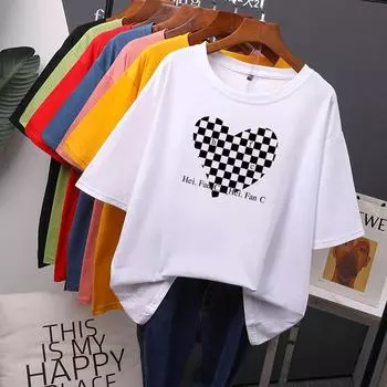 Женская футболка Свободный повседневный пуловер с круглым вырезом и короткими рукавами Женские простые топы в стиле ретро M чёрный