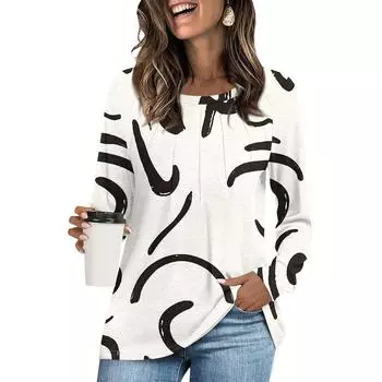 Женская футболка-туника, топы, повседневная блузка с длинным рукавом, свободная футболка, базовый топ с круглым вырезом L бежевый