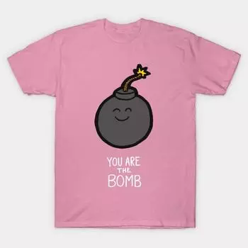 Женская футболка Ты бомба Принт Харадзюку Кавайная футболка Летняя футболка с коротким рукавом Женская футболка Топ S розовый