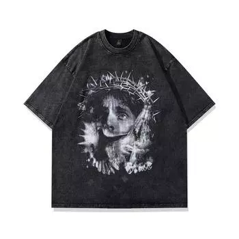 Женская футболка-унисекс с принтом в стиле аниме Street Punk с коротким рукавом 4XL чёрный