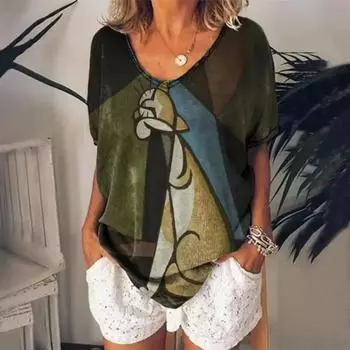 Женская футболка Vinrage, футболки с 3D принтом аниме кота, летние футболки с v-образным вырезом и короткими рукавами, большие женские уличные одежды в стиле Харадзюку S