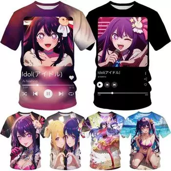 Женская футболка в стиле хип-хоп с забавным аниме Oshi No Ko Ai Hoshino с 3d принтом Harajuku, повседневная футболка с короткими рукавами, топы для мужчин XS