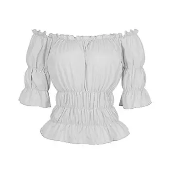 Женская футболка в стиле Ренессанс со средневековым бочкообразным вырезом и длинными рукавами L бежевый