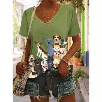 Женская футболка в стиле ретро с 3D принтом животных, топ с короткими рукавами, пуловер, летняя модная повседневная уличная одежда, футболки Kawaii, женская одежда 3XL