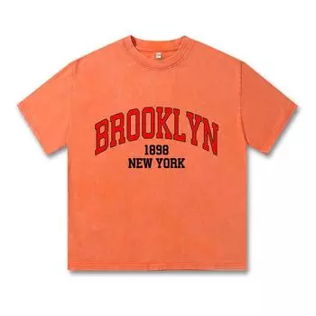 Женская футболка в стиле ретро, винтажная, с эффектом потертости, Brooklyn 1898, флис, Harajuku, свободный свитер, милая парная футболка для подарка на День святого Валентина S