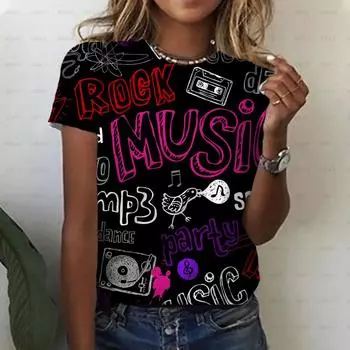Женская футболка в стиле рок, уличная одежда, женская футболка в стиле Харадзюку, металлическая женская футболка в стиле хип-хоп, модная повседневная футболка, пуловер с круглым вырезом XXS