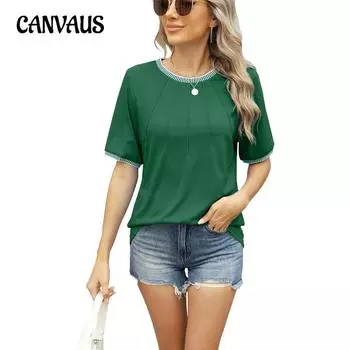 Женская футболка весна-лето с коротким рукавом и круглым вырезом, свободная нить S белый