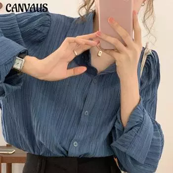 Женская футболка, винтажная плиссированная рубашка с длинными рукавами, женский дизайн, нишевые шикарные топы, женские блузки S белый