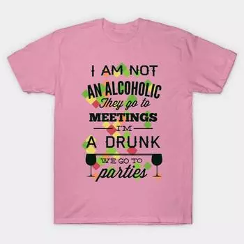 Женская футболка Я не алкоголик Принт Харадзюку Кавайная футболка Летняя футболка с коротким рукавом Женская футболка Топ S розовый