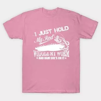 Женская футболка Я просто держу свою удочку Принт Харадзюку Кавайная футболка Летняя футболка с коротким рукавом Женская футболка Топ S розовый