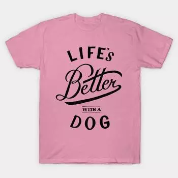 Женская футболка Жизнь лучше с собакой Принт Харадзюку Кавайная футболка Летняя футболка с коротким рукавом Женский топ S розовый