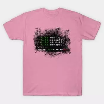 Женская футболка Жизнь в коде Принт Харадзюку Каваий Футболка Летняя с коротким рукавом Женская футболка Топ S