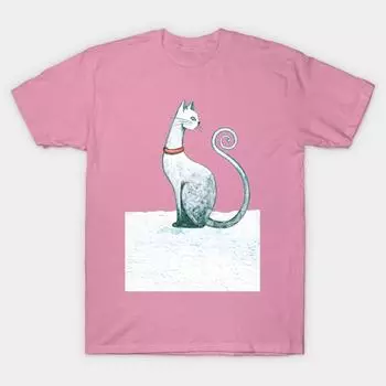 Женская футболка Зима Кошка Принт Харадзюку Каваий Футболка Лето Короткий рукав Женская Футболка Топ Футболка S