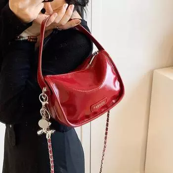 Женская городская простая модная сумка-мессенджер на одно плечо подмышкой маленькая квадратная сумка красный