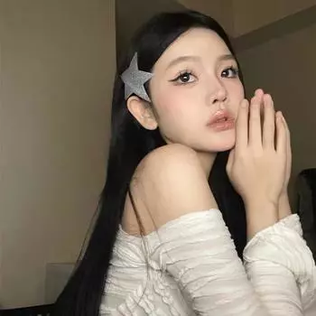 Женская группа Ветер Серебряный Супер Вспышка Нерегулярная Звезда Заколка для волос Весенняя заколка Одно Слово Заколка Spice Girl Супер Крутая Модная Боковая заколка Женская