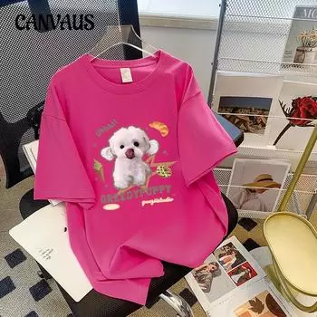 Женская хлопковая футболка больших размеров, летние повседневные свободные топы с короткими рукавами и короткими рукавами для пары M белый