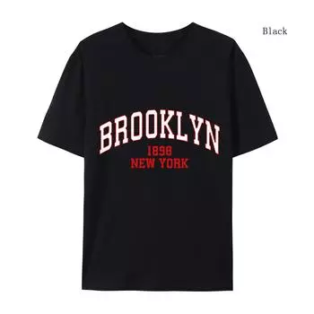 Женская хлопковая футболка Boston Brooklyn Футболка с буквенным принтом Женская мода New York Футболка Женская женская футболка Brooklyn Одежда S