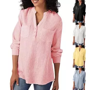 Женская хлопковая футболка с длинным рукавом и v-образным вырезом размера плюс, карьера, блузки, футболка L чёрный