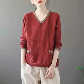 Женская хлопковая футболка с длинными рукавами и цветочным узором на весну и осень, женская свободная кофта большого размера Topirt XXXXL синий