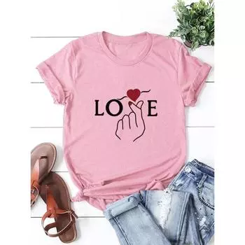 Женская хлопковая футболка с коротким рукавом и круглым вырезом, свободная женская футболка, женская футболка, топы, одежда, рубашки для женщин S розовый