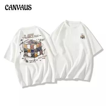 Женская хлопковая футболка с принтом больших размеров, летние свободные топы с короткими рукавами для пар, повседневные свободные топы с половиной рукавов M белый