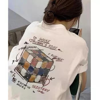 Женская хлопковая футболка с принтом больших размеров, летняя одежда для пар с короткими рукавами, повседневный свободный топ с половиной рукавов M белый