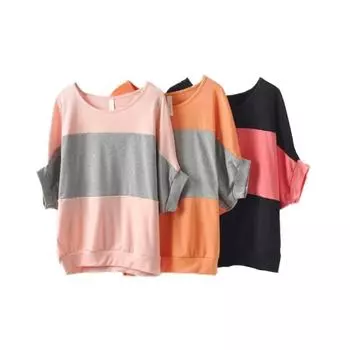 Женская хлопковая футболка в полоску с круглым вырезом и рукавом «летучая мышь», повседневная футболка с коротким рукавом