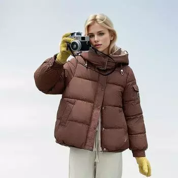 Женская хлопковая куртка 2024 года, новая зимняя женская тонкая короткая теплая куртка с капюшоном, женская верхняя одежда, женские однотонные повседневные парки, топы S розовый