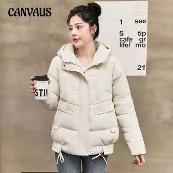 Женская хлопковая куртка больших размеров с коротким капюшоном, хлопковое пальто свободного покроя, повседневная одежда для холодной погоды M чёрный