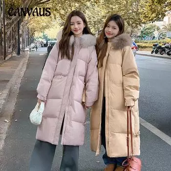 Женская хлопковая куртка больших размеров средней длины с большим воротником и утолщенным подолом до колена, зимняя куртка в стиле китайского узла M чёрный