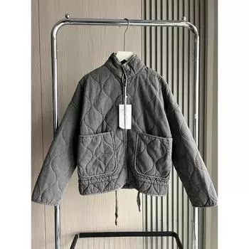 Женская хлопковая куртка, новое поступление, винтажное стеганое пальто Lenzing Rayon с высоким воротником и большими карманами для женщин XS бежевый