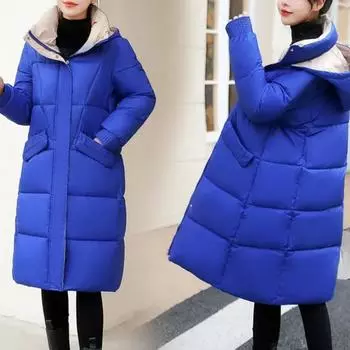 Женская хлопковая куртка-пуховик, женская зимняя одежда, корейское свободное пальто с хлопковой подкладкой, повседневное длинное пальто, толстая теплая парка с капюшоном XXXL белый