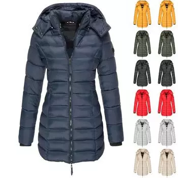 Женская хлопковая куртка, женская облегающая хлопковая куртка средней длины, теплая пуховая хлопковая куртка L армия зеленый