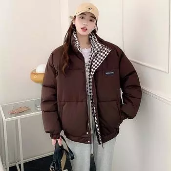 Женская хлопковая куртка, зимняя утолщенная теплая хлопковая одежда, женская свободная ветрозащитная короткая куртка с воротником-стойкой, удобная S белый
